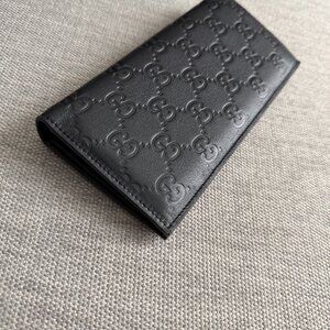 Gucci Black Leather Long Wallet ID Bifold